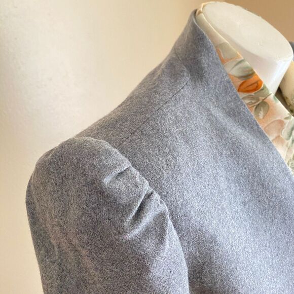DAMAGED Vintage S Forecaster of Boston Wool Blazer Gray Pleated High Shoulders - Picture 6 of 10
